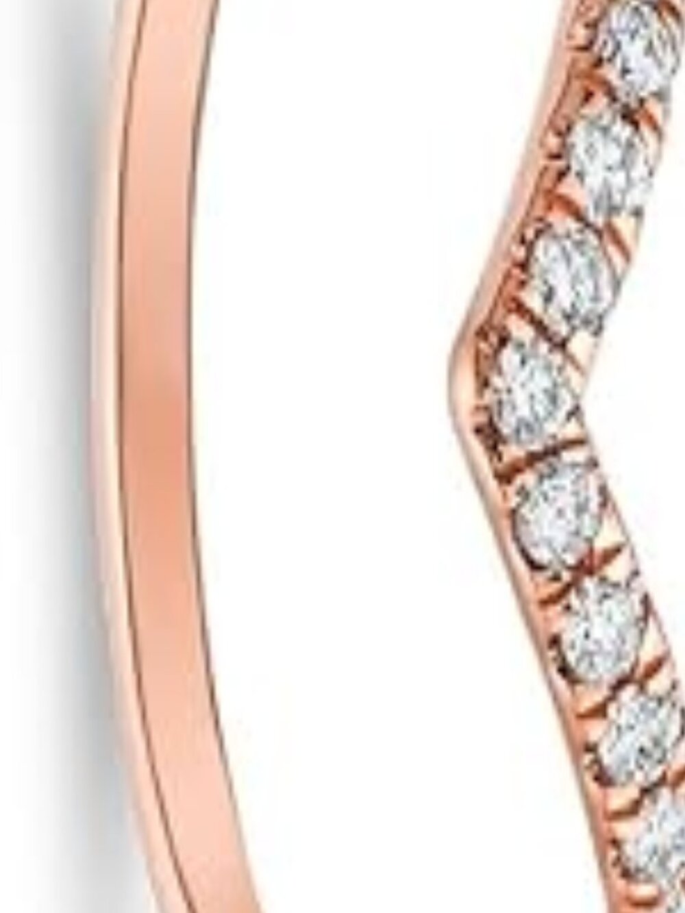 10k 1mm Solid Rose Gold Chevron Ring diamonds real size 7